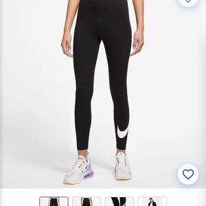 Nike Black Leggings with White Swoosh Accent